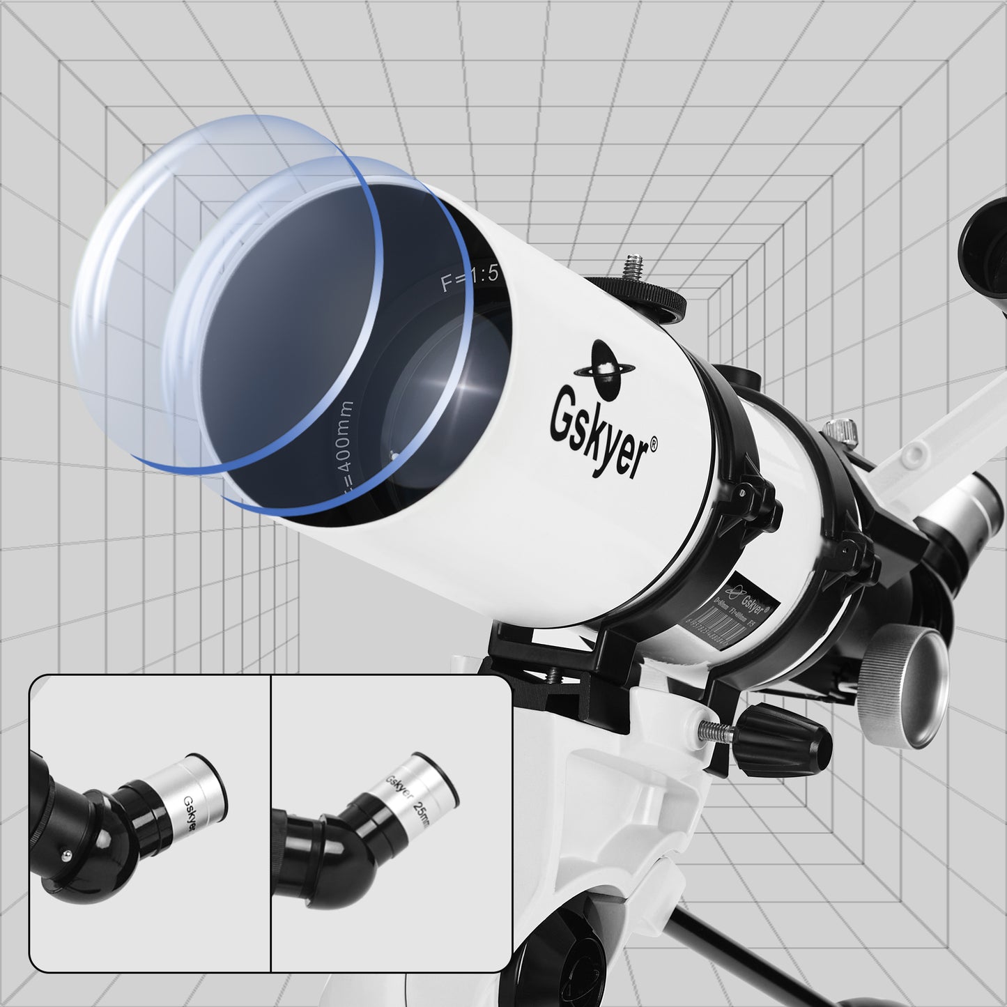Gskyer Telescope 80mm Aperture 400mm AZ Mount Astronomical Refracting Telescope for Kids and Beginners — Portable Travel Telescope with Phone Adapter and Wireless Remote