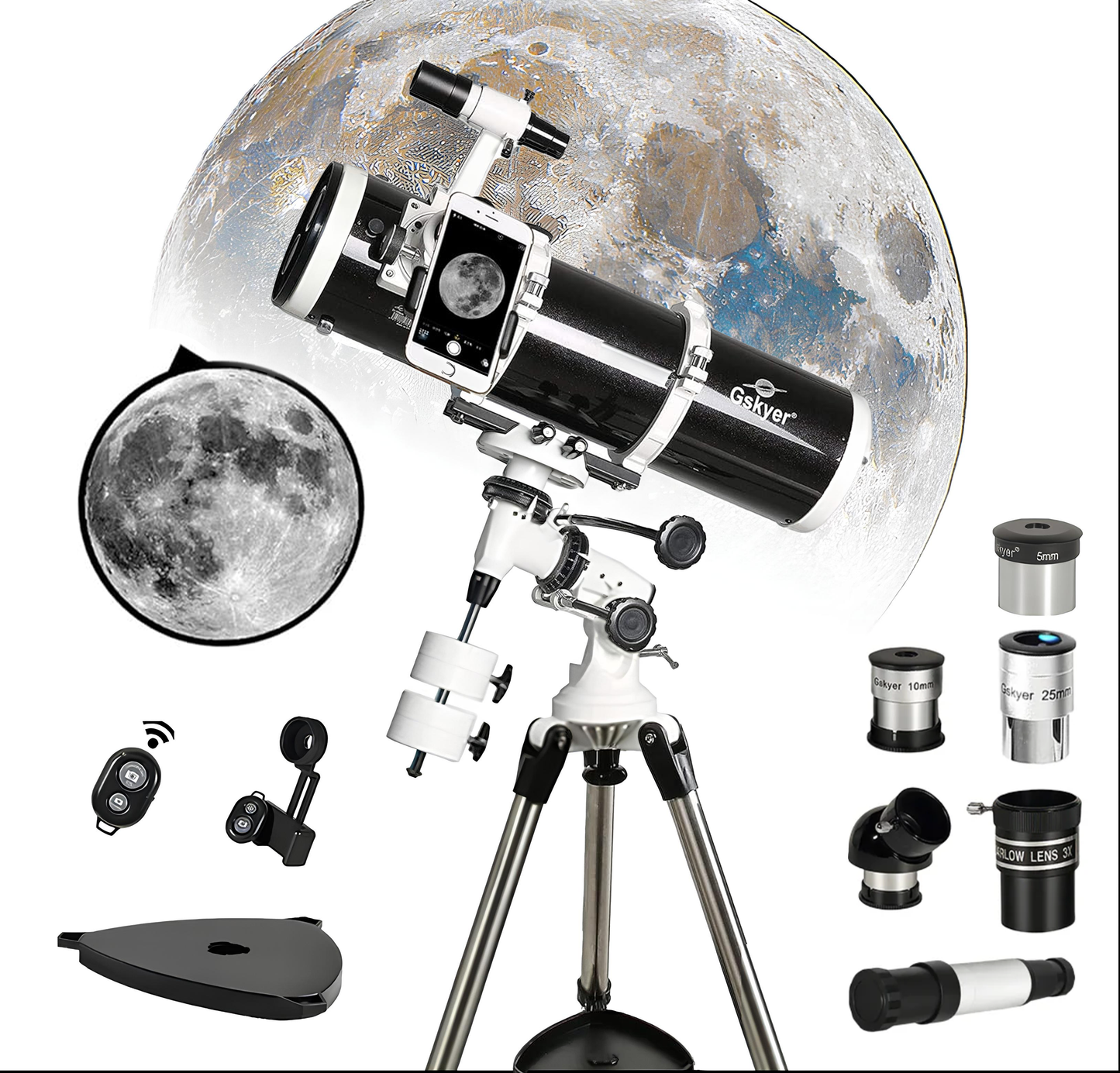 Gskyer Telescope 130mm Aperture EQ Mount Professional Reflector Telescope for Adults, Teens, and Astronomy Enthusiasts